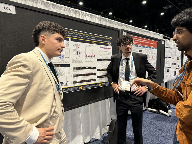 Sajed presenting his glioblastoma poster at SfN 2024